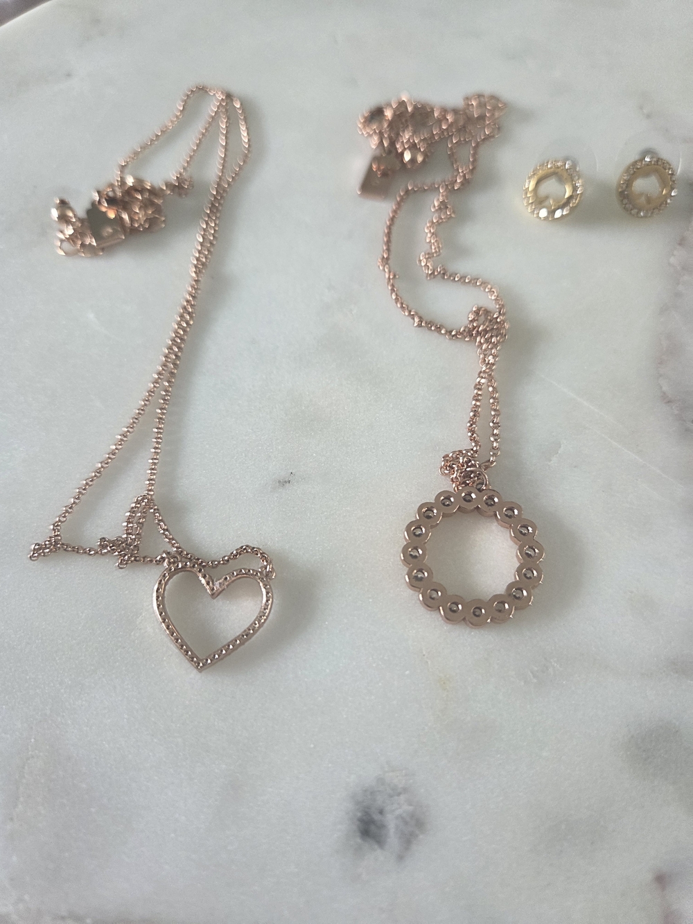 kate spade Rose Gold Heart & Crystal Circle Pendant Necklace Set - Picture 5 of 7